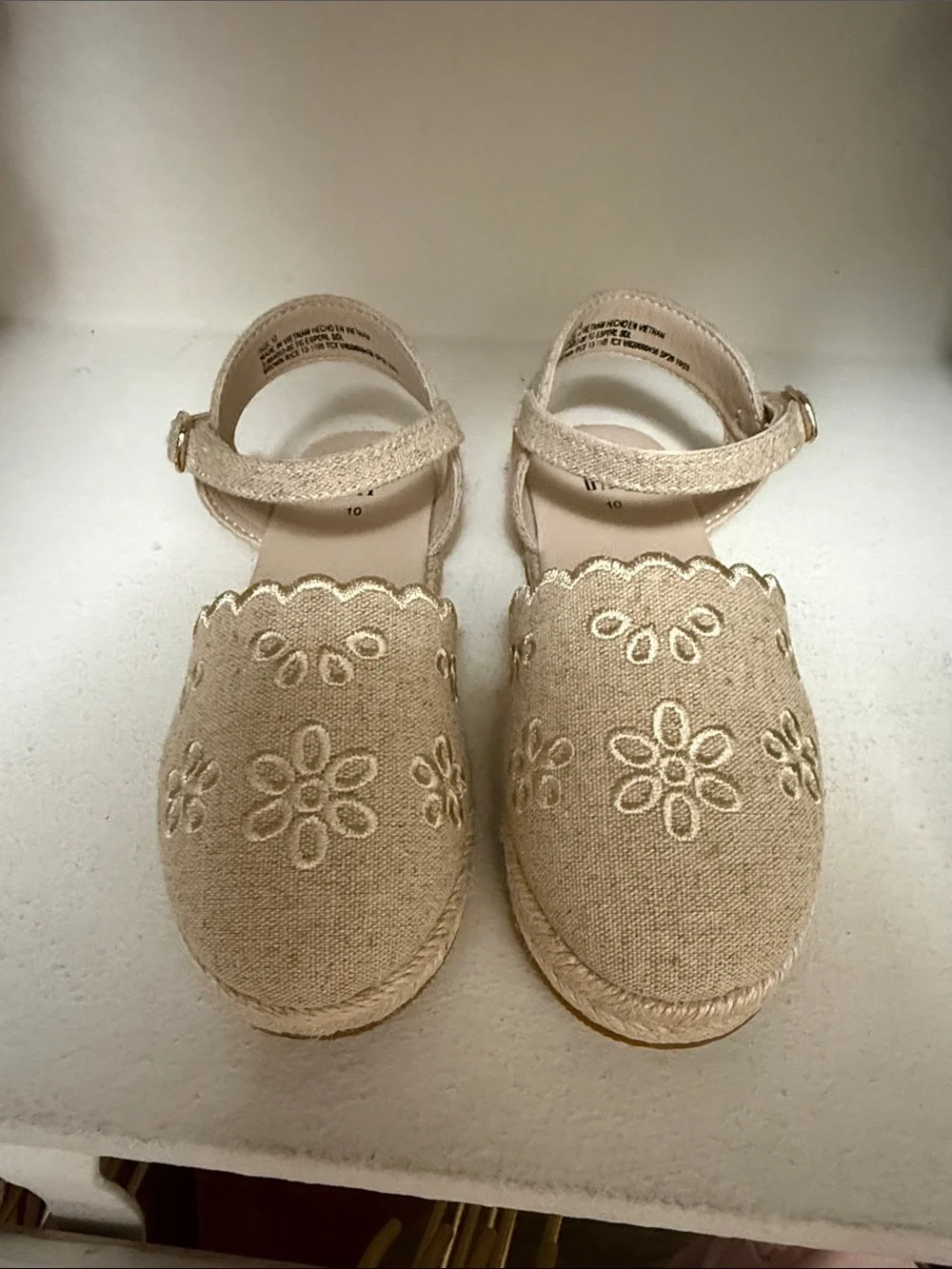 GAP Beige Floral Embroidered Espadrille Sandals